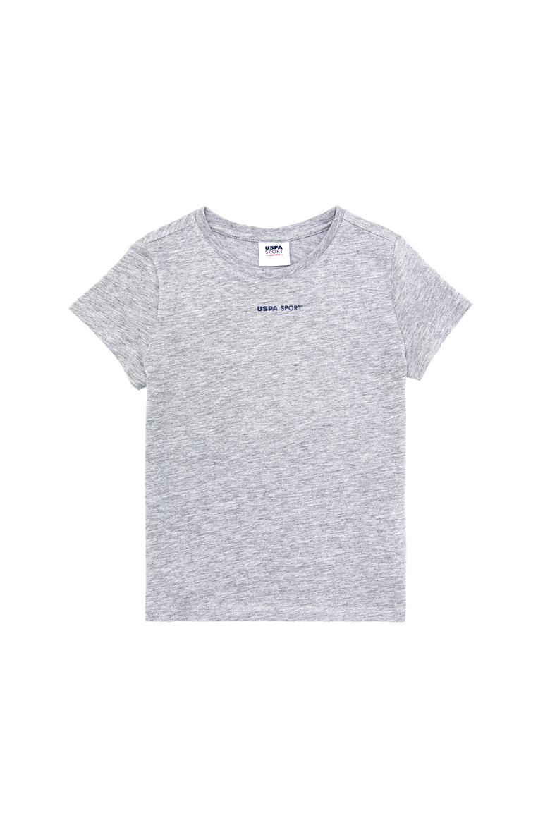 Çocuk Gri Melanj Bisiklet Yaka Tişört