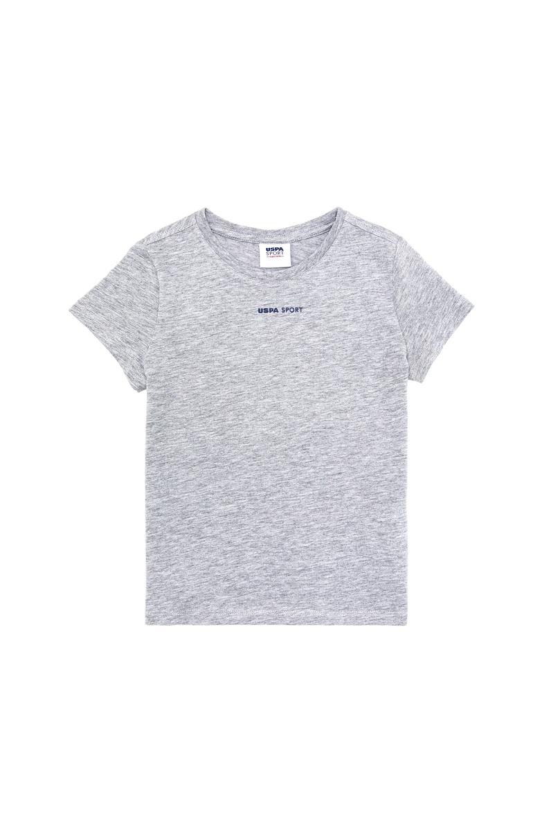 Çocuk Gri Melanj Bisiklet Yaka Tişört