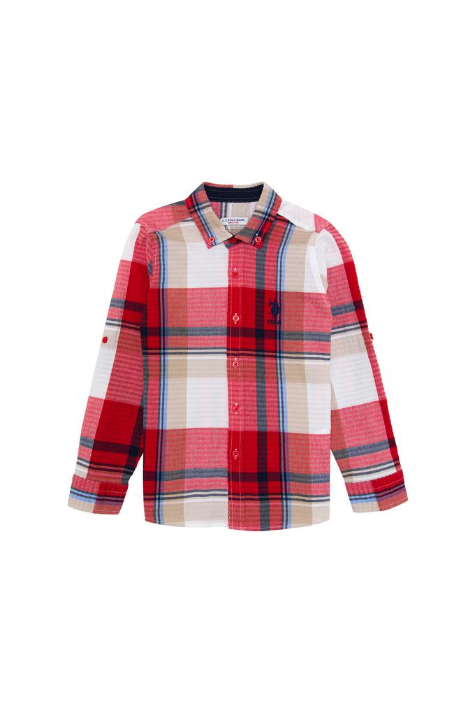 Erkek Çocuk Kırmızı Uzun Kollu Gömlek