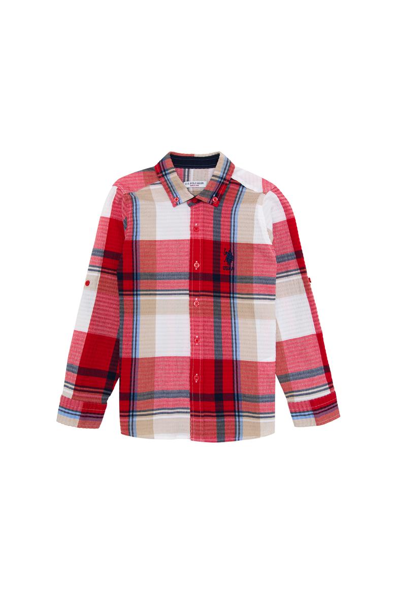 Erkek Çocuk Kırmızı Uzun Kollu Gömlek