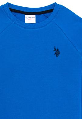 Çocuk Kobalt Mavi Basic Bisiklet Yaka Sweatshirt - 50273756315