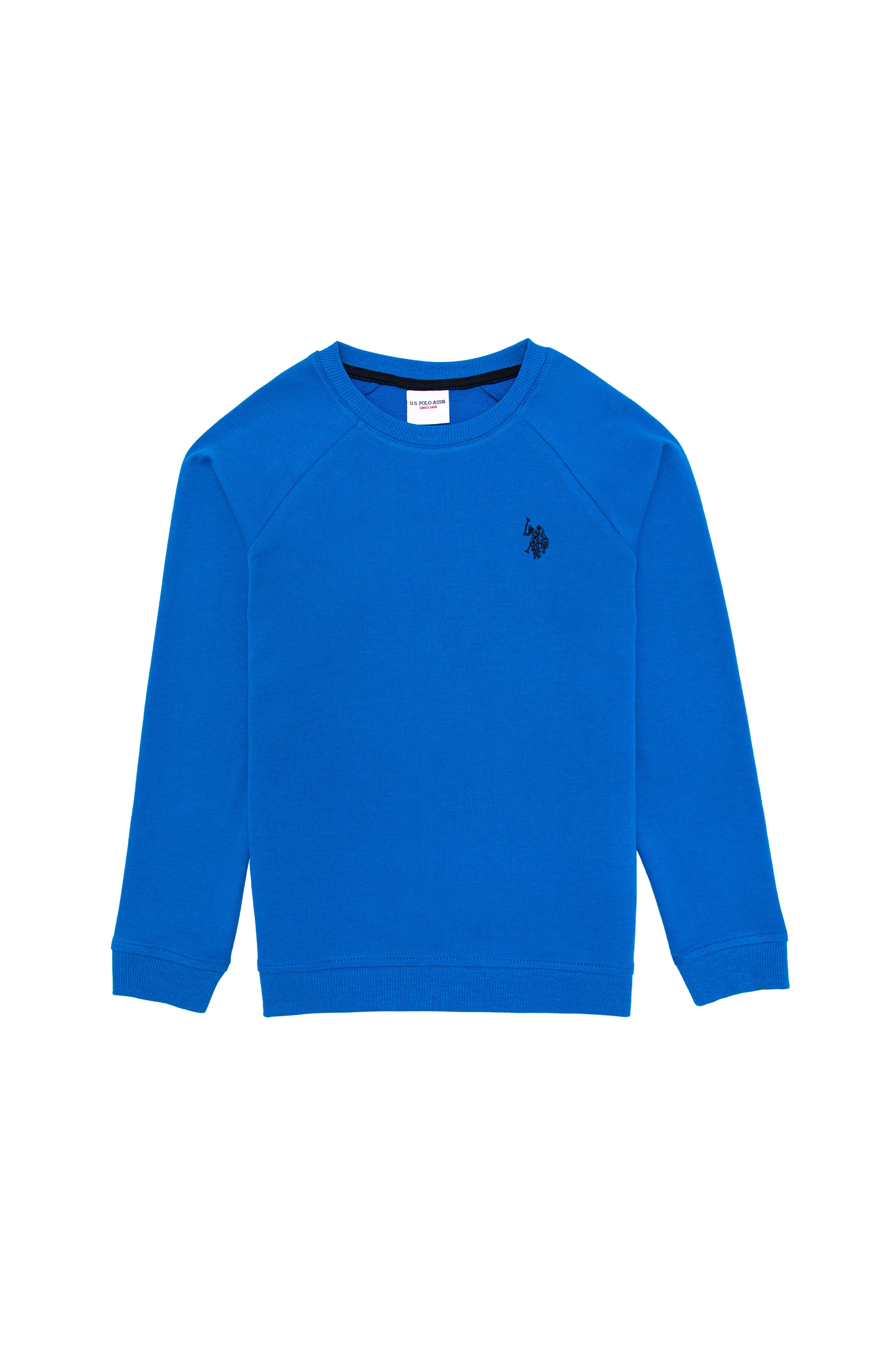 Çocuk Kobalt Mavi Basic Bisiklet Yaka Sweatshirt - Image 1