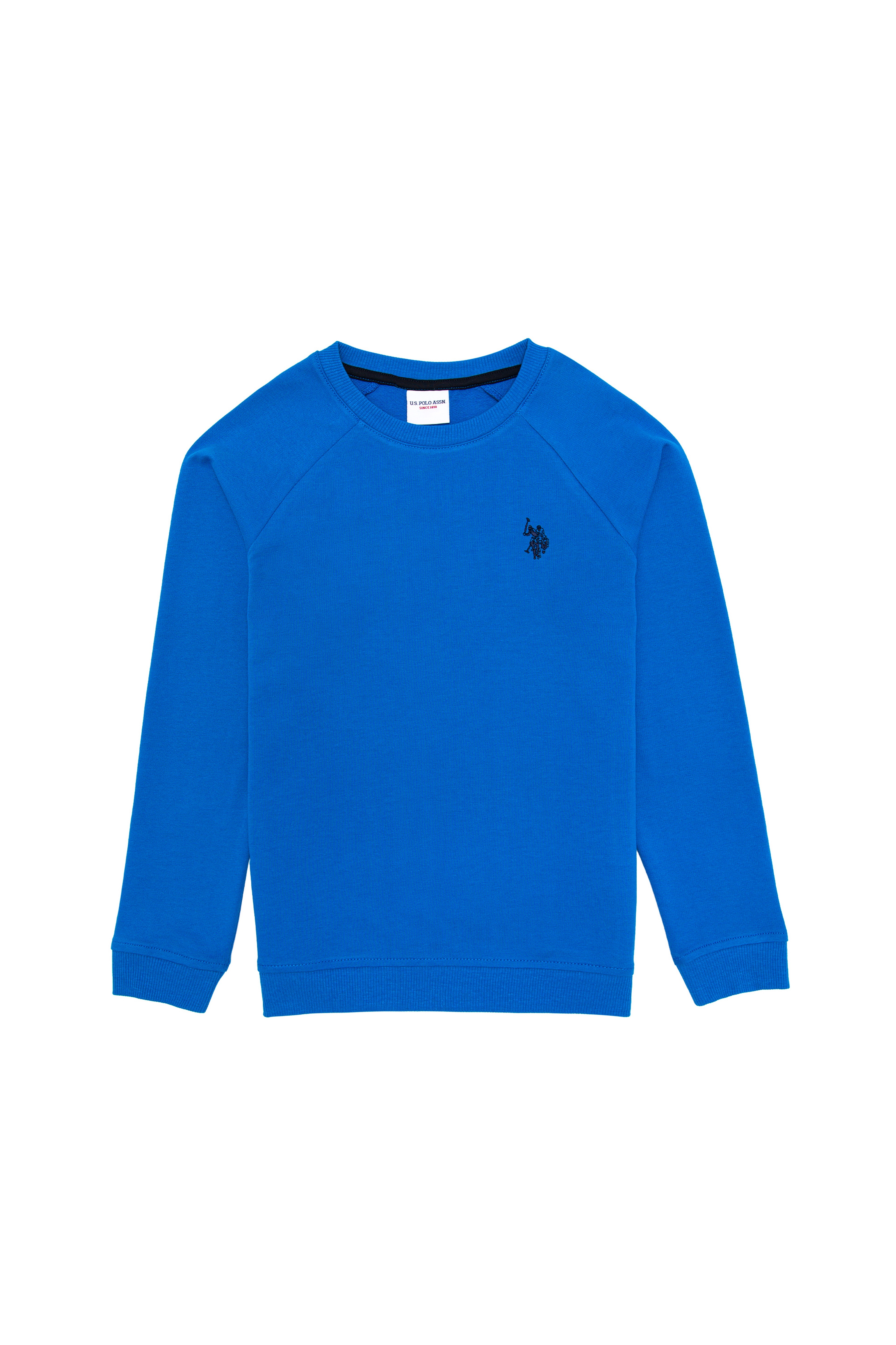Çocuk Kobalt Mavi Basic Bisiklet Yaka Sweatshirt