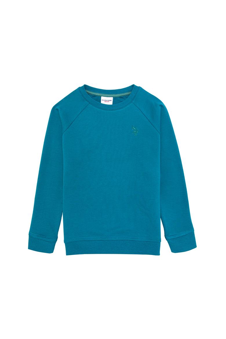 Çocuk Petrol Basic Bisiklet Yaka Sweatshirt