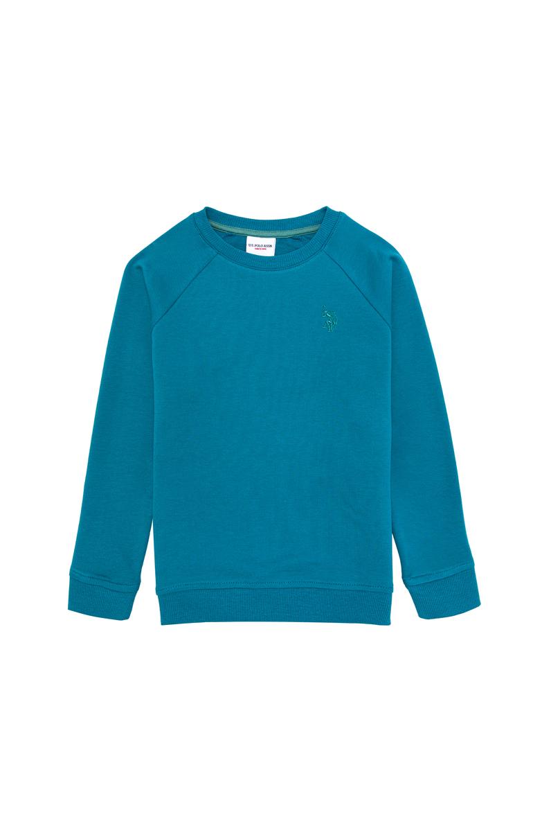 Çocuk Petrol Basic Bisiklet Yaka Sweatshirt