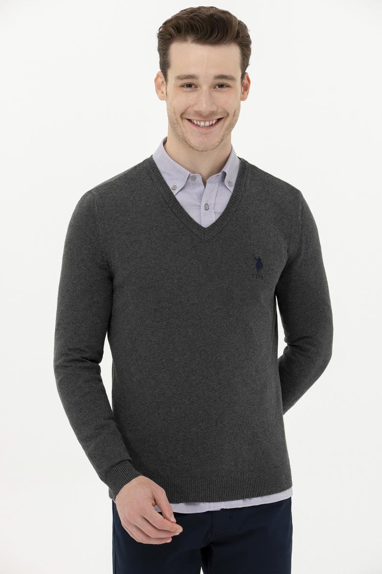 Erkek Antrasit Melanj Basic Kazak - 50253445104