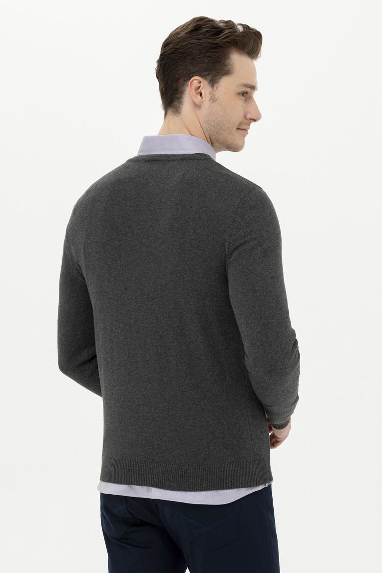 Erkek Antrasit Melanj Basic Kazak - 50253445104