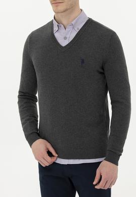 Erkek Antrasit Melanj Basic Kazak - 50253445104