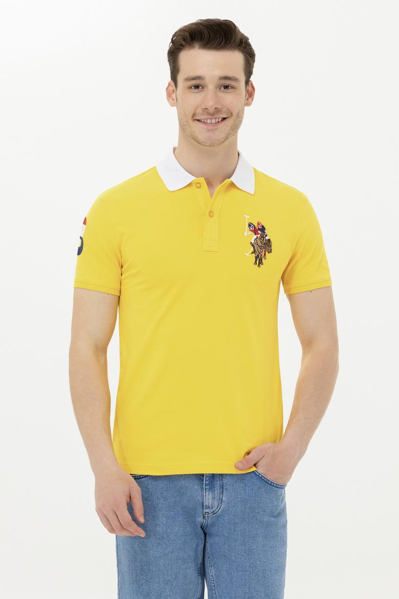 Erkek Koyu Sarı Basic Polo Yaka Tişört