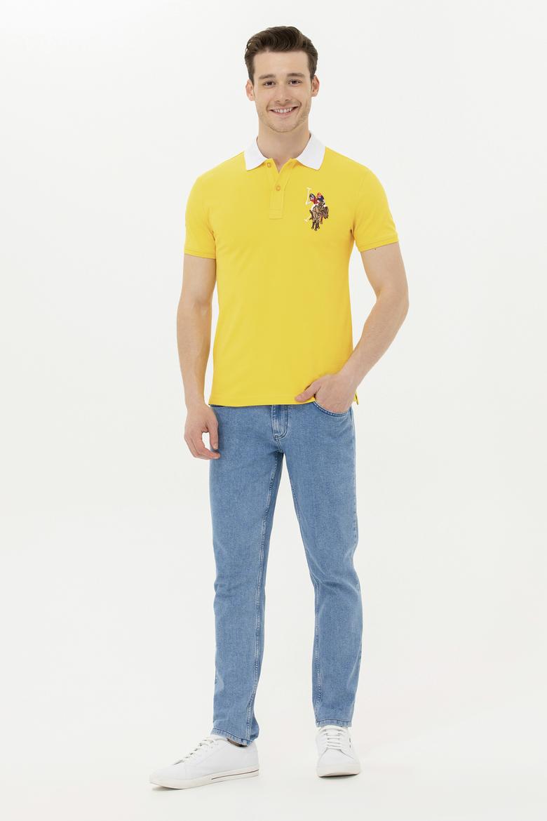 Erkek Koyu Sarı Basic Polo Yaka Tişört - 50263005021