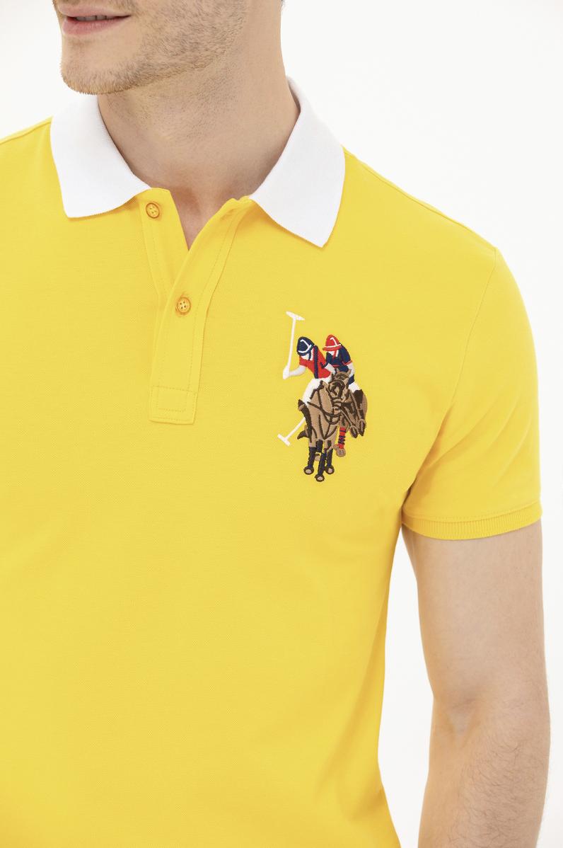 Erkek Koyu Sarı Basic Polo Yaka Tişört