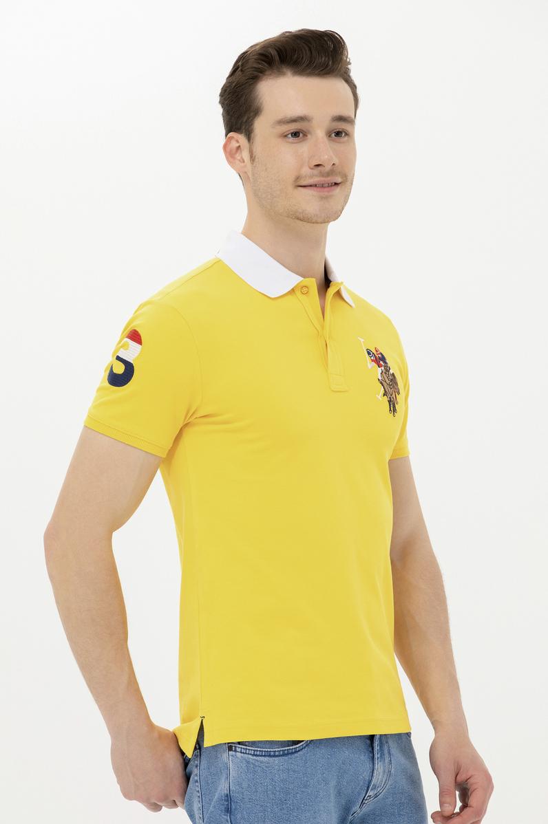Erkek Koyu Sarı Basic Polo Yaka Tişört
