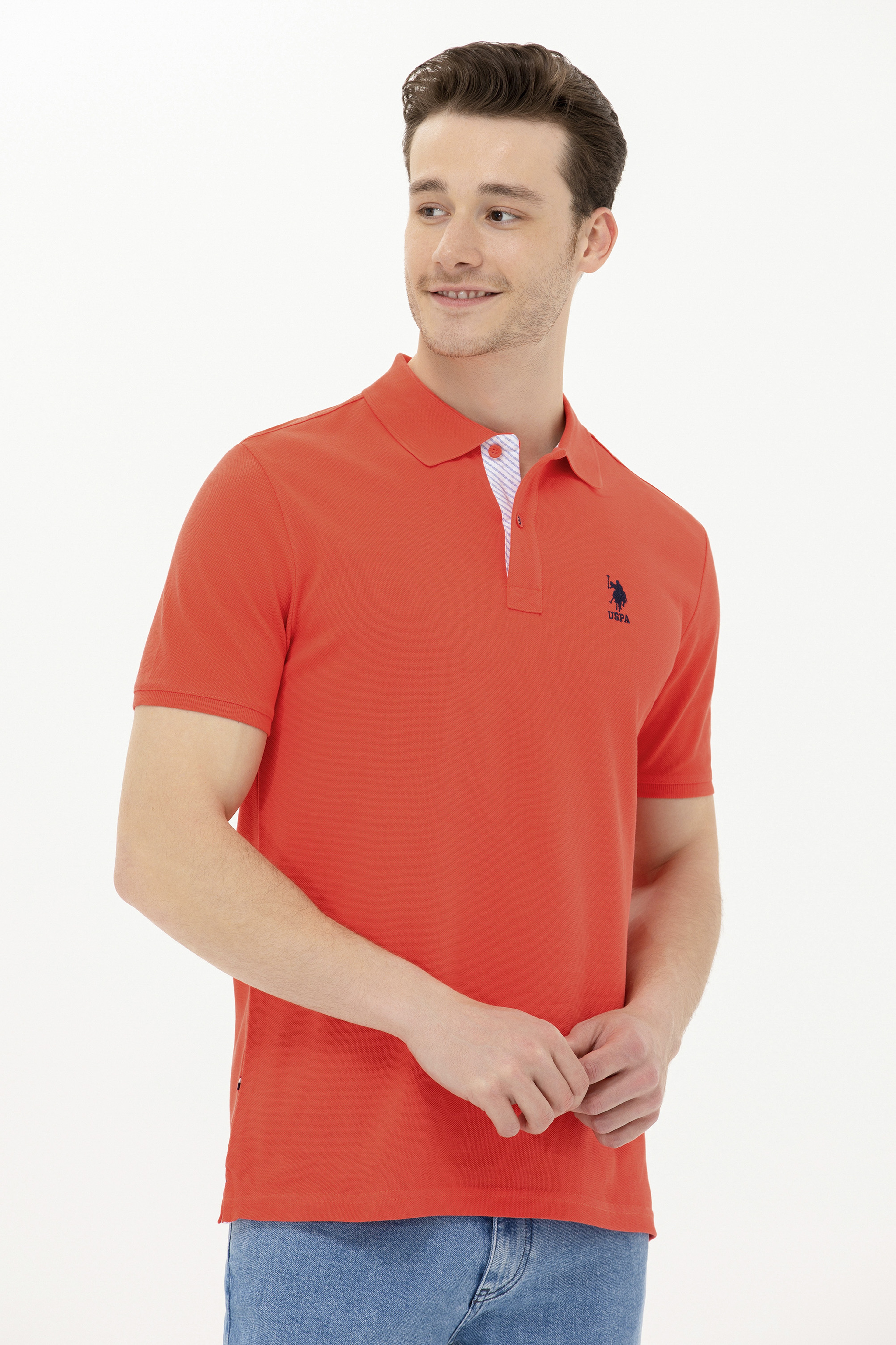 Erkek Kırmızı Basic Polo Yaka Tişört - Image 2