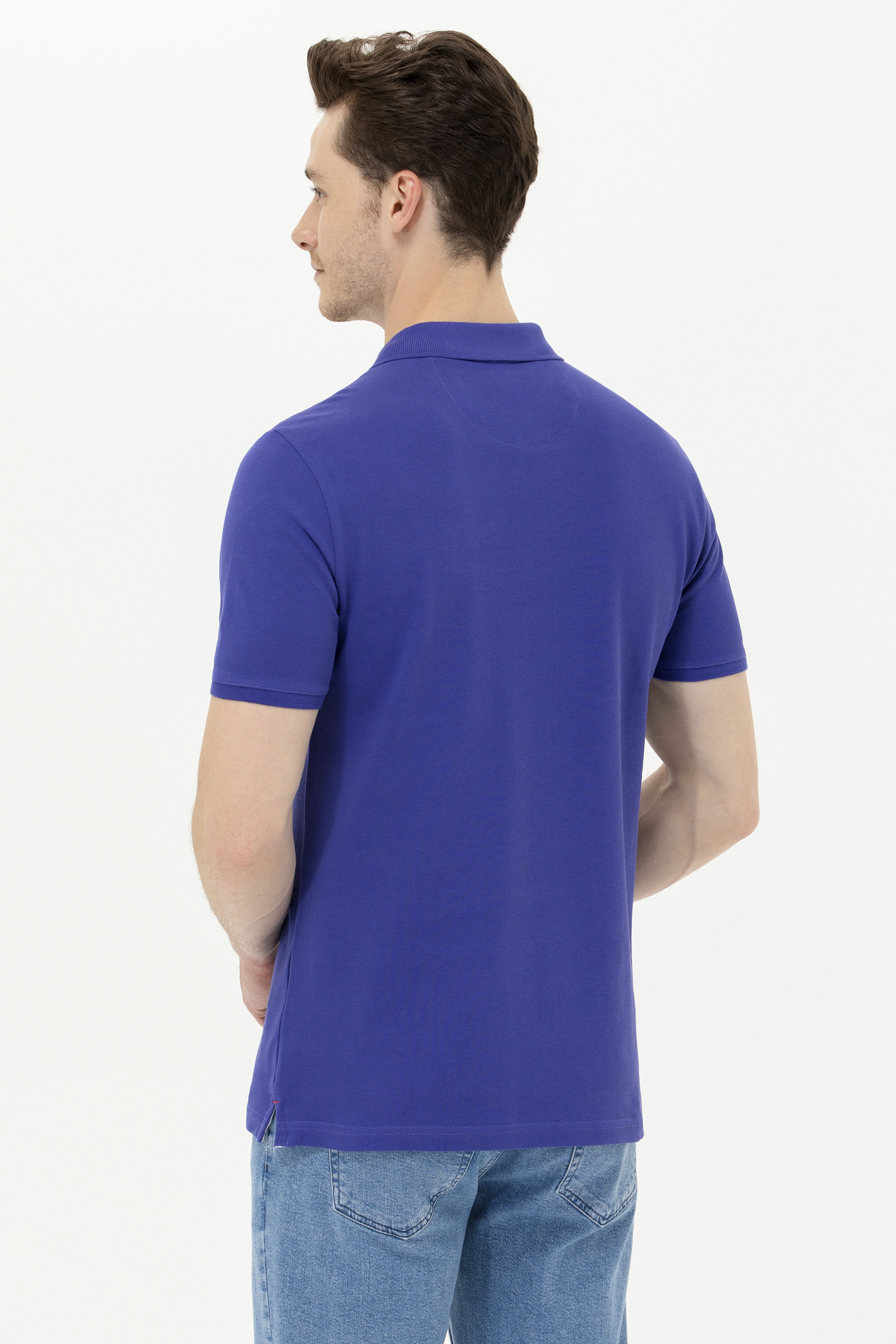 Erkek Mavi Basic Polo Yaka Tişört