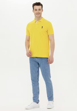 Erkek Koyu Sarı Basic Polo Yaka Tişört - 50263236235