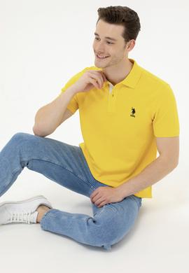 Erkek Koyu Sarı Basic Polo Yaka Tişört - 50263236235