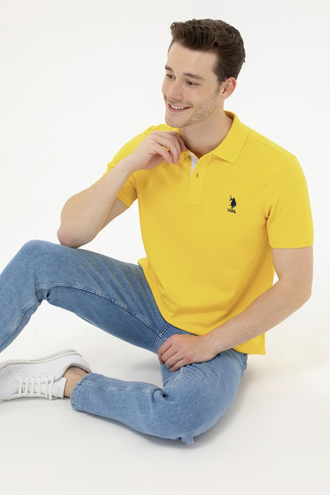 Erkek Koyu Sarı Basic Polo Yaka Tişört