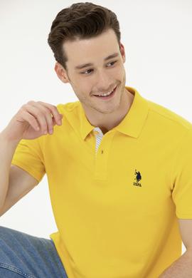 Erkek Koyu Sarı Basic Polo Yaka Tişört - 50263236235