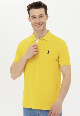 Erkek Koyu Sarı Basic Polo Yaka Tişört - 50263236235