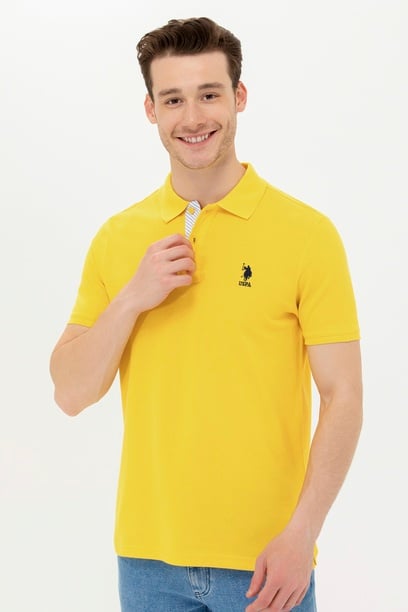 Erkek Koyu Sarı Basic Polo Yaka Tişört