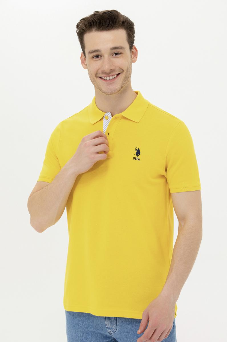 Erkek Koyu Sarı Basic Polo Yaka Tişört