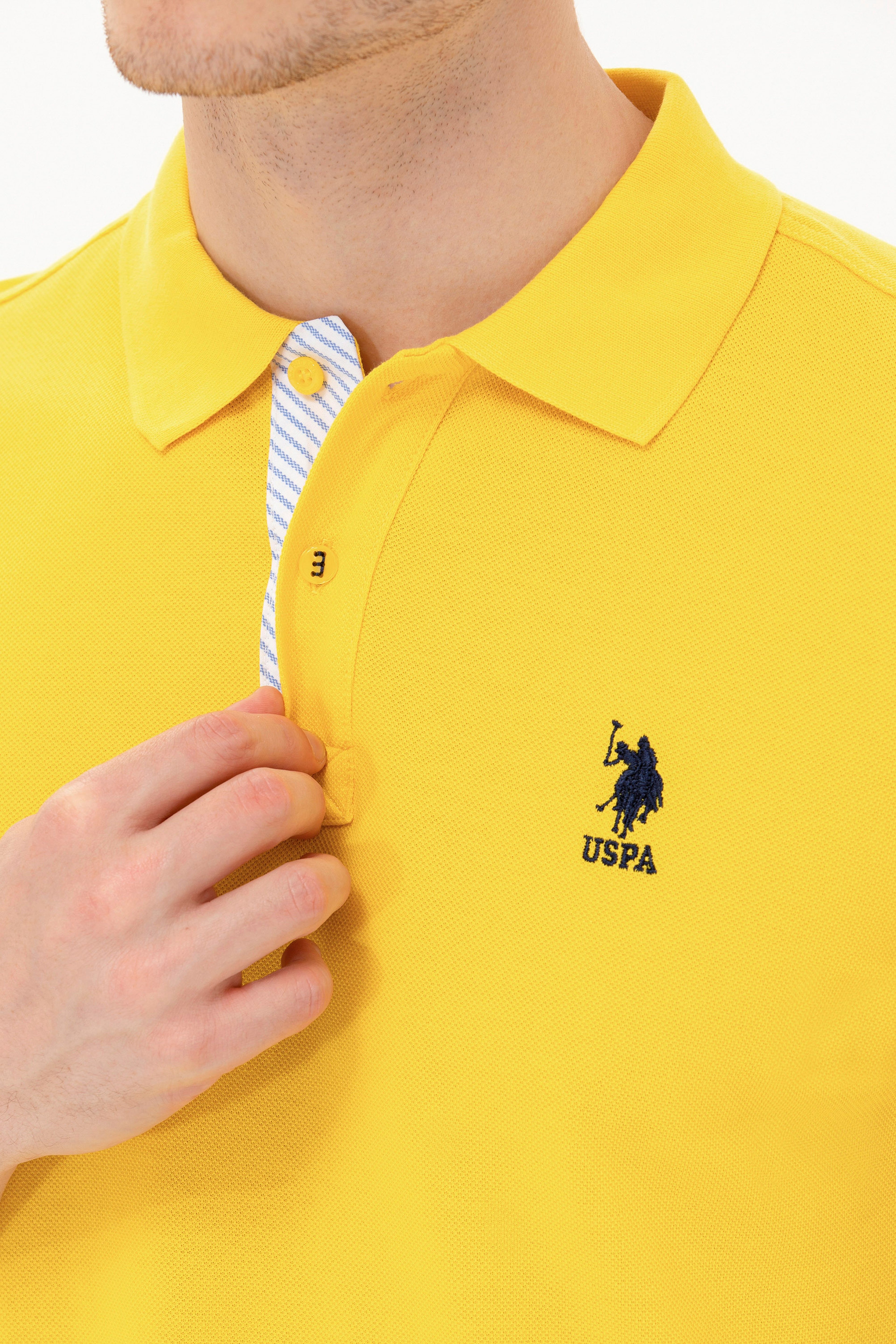 Erkek Koyu Sarı Basic Polo Yaka Tişört - Image 7