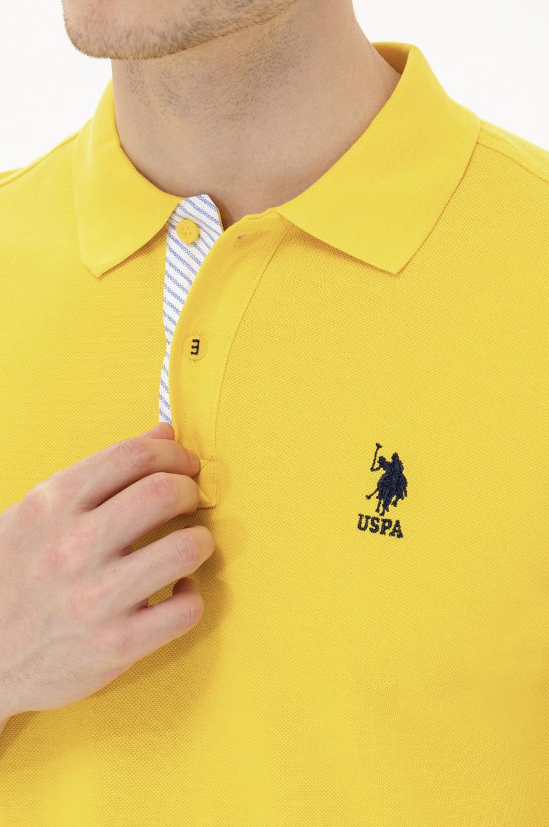 Erkek Koyu Sarı Basic Polo Yaka Tişört