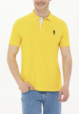 Erkek Koyu Sarı Basic Polo Yaka Tişört - 50263236235