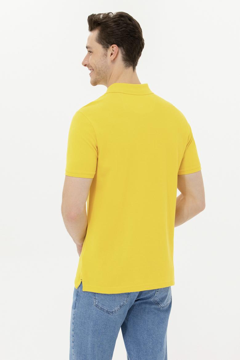 Erkek Koyu Sarı Basic Polo Yaka Tişört - 50263236235