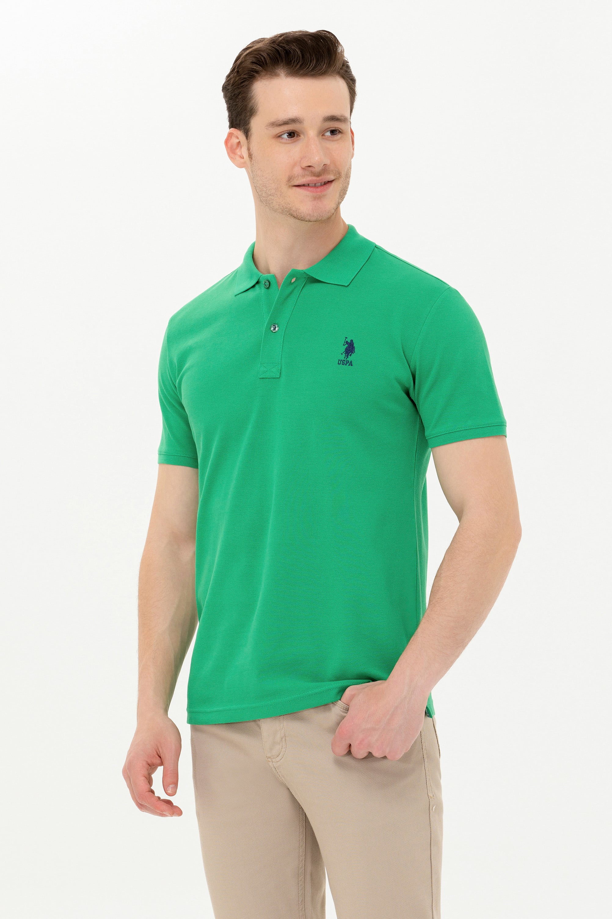 Erkek Yeşil Basic Polo Yaka Tişört
