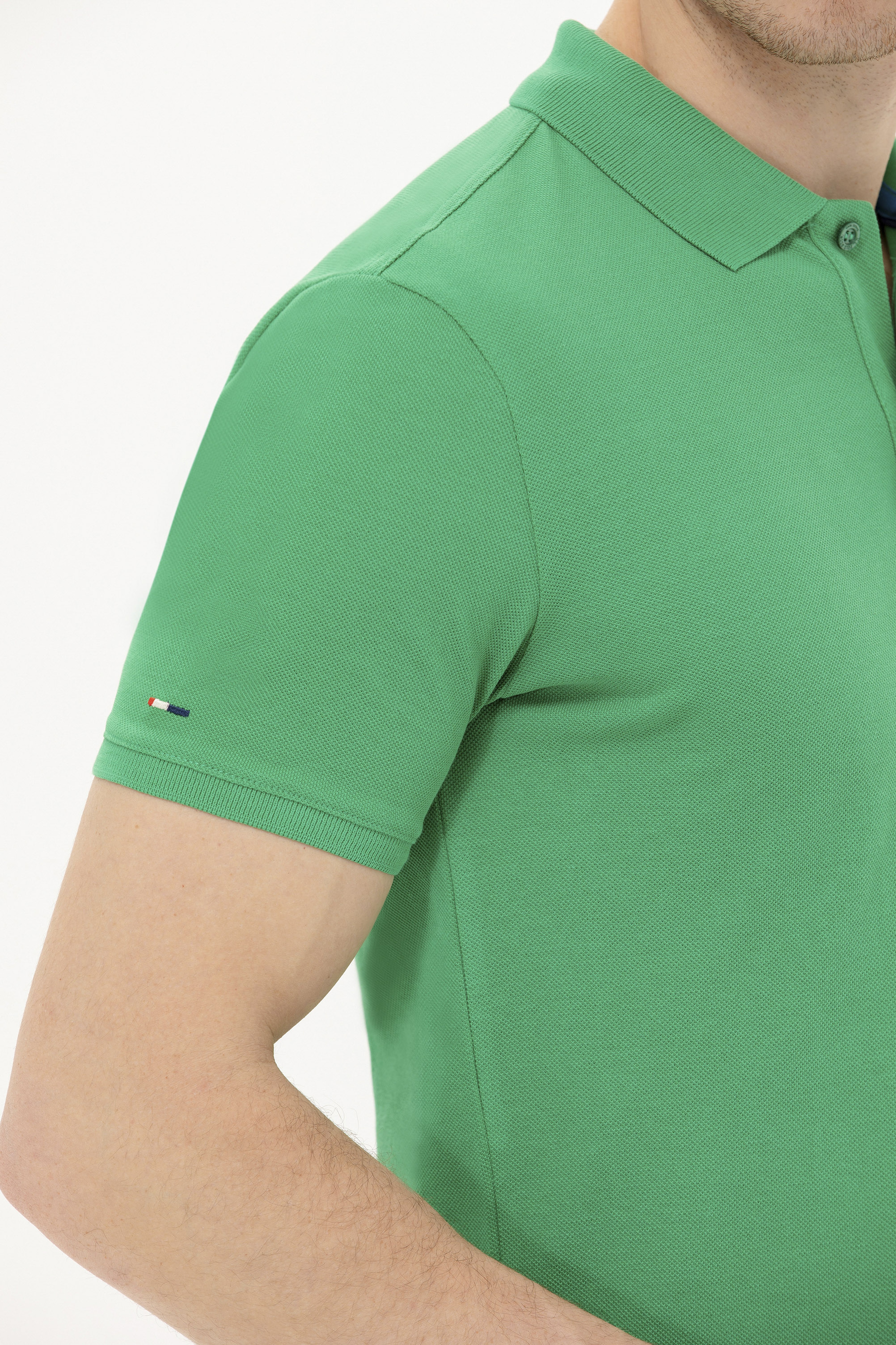 Erkek Yeşil Basic Polo Yaka Tişört - Image 7