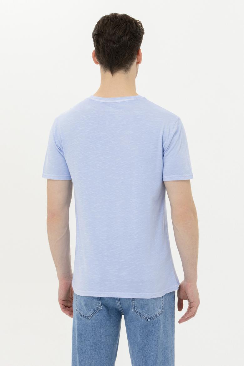 Erkek Mavi Basic V Yaka Tişört - 50263474169