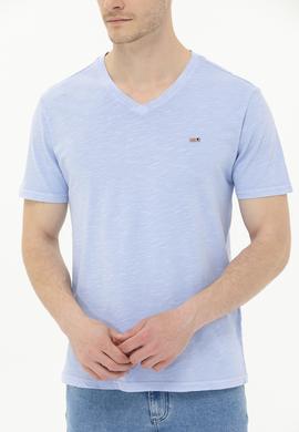 Erkek Mavi Basic V Yaka Tişört - 50263474169