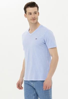Erkek Mavi Basic V Yaka Tişört - 50263474169