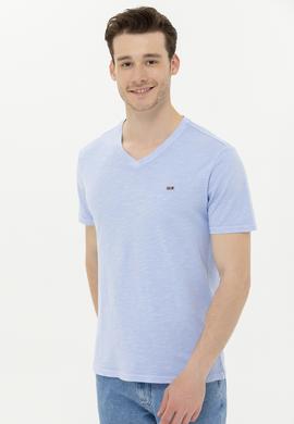 Erkek Mavi Basic V Yaka Tişört - 50263474169