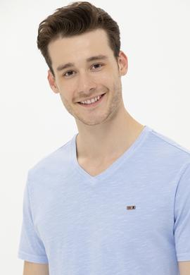 Erkek Mavi Basic V Yaka Tişört - 50263474169