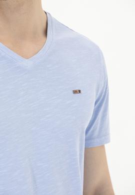 Erkek Mavi Basic V Yaka Tişört - 50263474169