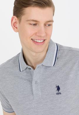 Erkek Gri Melanj Basic Polo Yaka Tişört - 50264906151