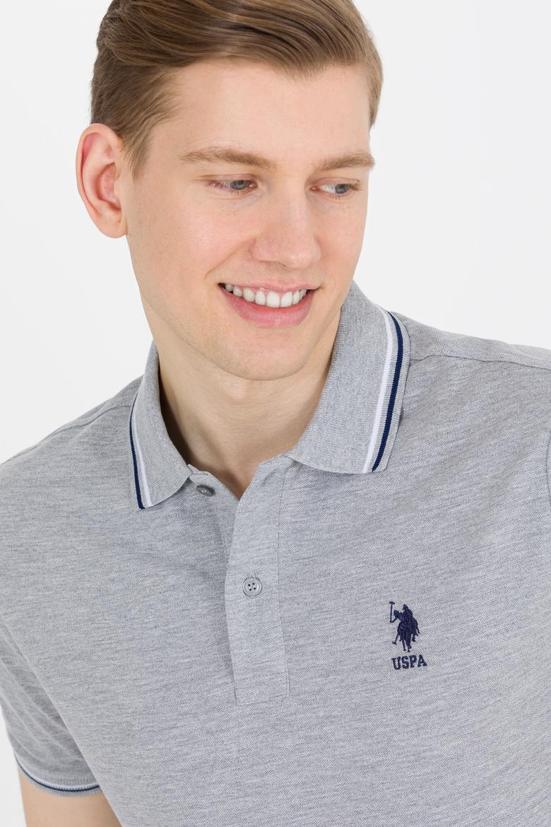 Erkek Gri Melanj Basic Polo Yaka Tişört - 50264906151