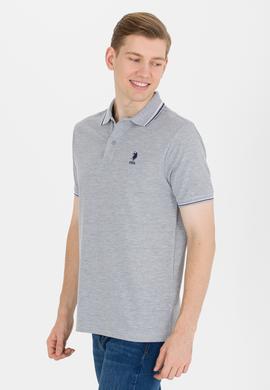 Erkek Gri Melanj Basic Polo Yaka Tişört - 50264906151