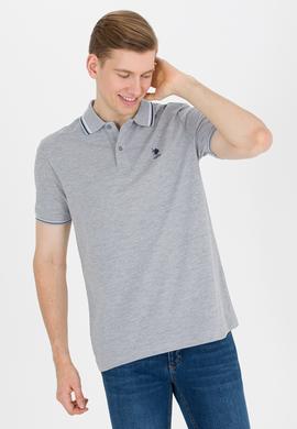 Erkek Gri Melanj Basic Polo Yaka Tişört - 50264906151