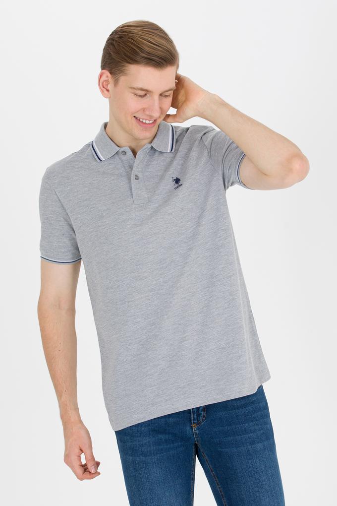 Erkek Gri Melanj Basic Polo Yaka Tişört