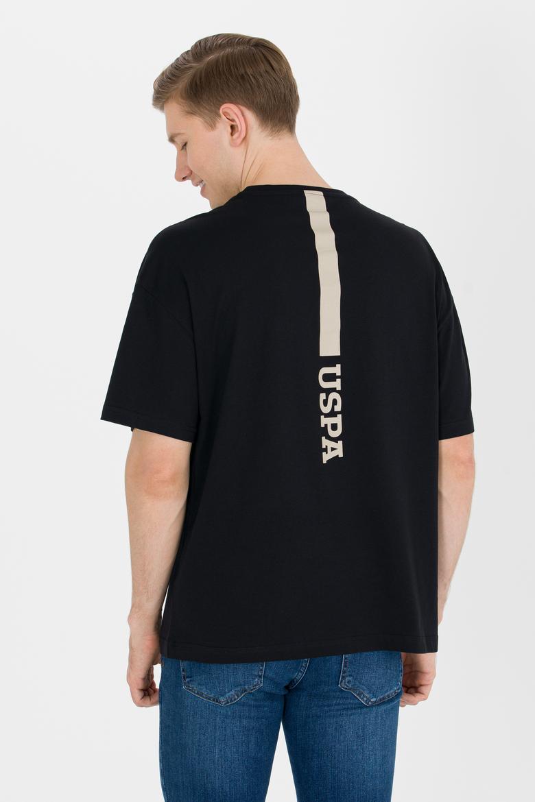 Erkek Siyah Oversize Bisiklet Yaka Tişört - 50264919058