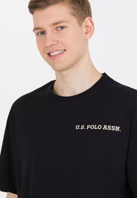 Erkek Siyah Oversize Bisiklet Yaka Tişört - 50264919058