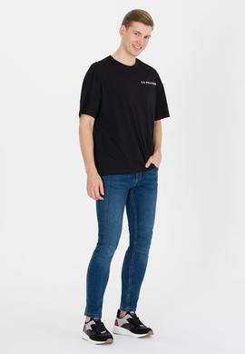 Erkek Siyah Oversize Bisiklet Yaka Tişört - 50264919058