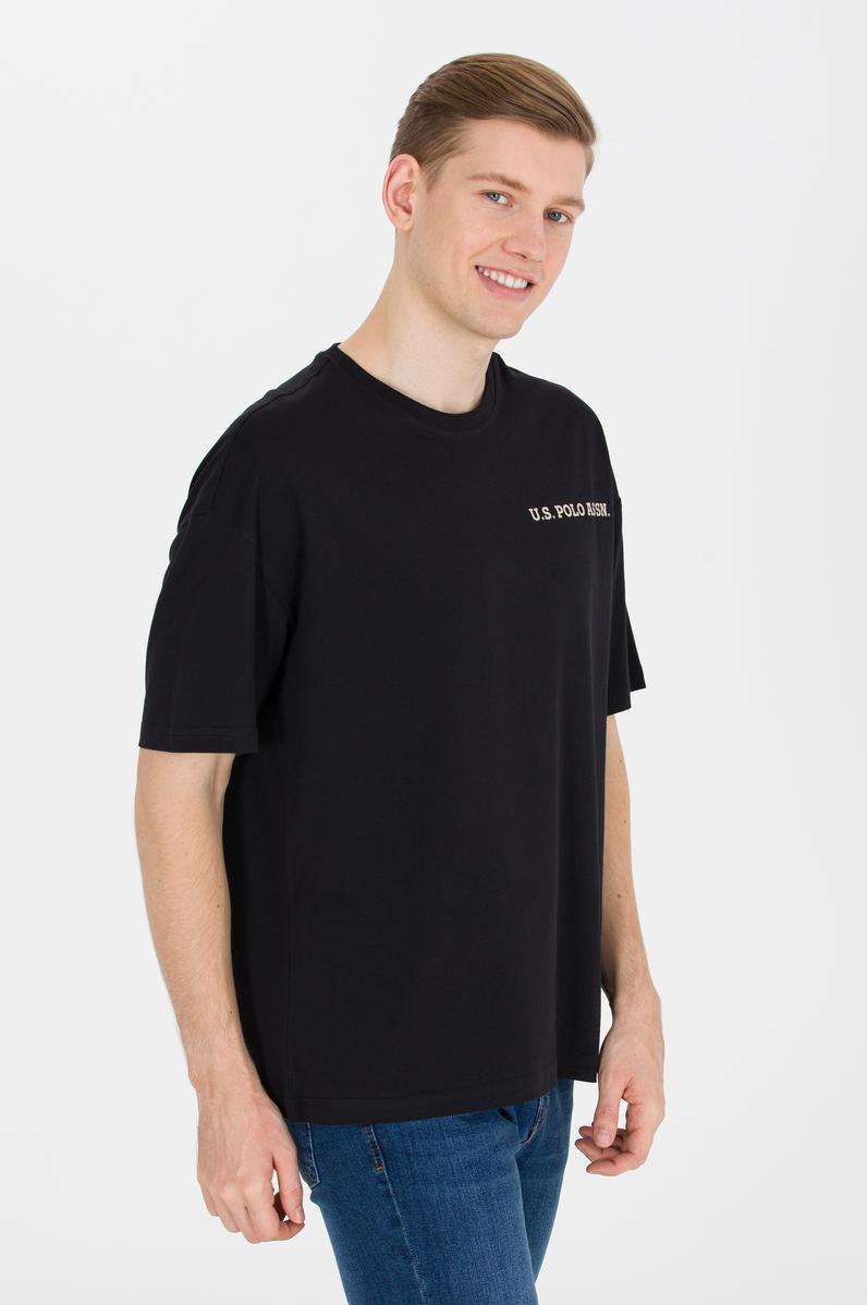 Erkek Siyah Oversize Bisiklet Yaka Tişört