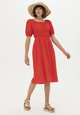 Kadın Kırmızı Dokuma Elbise - 50262477014