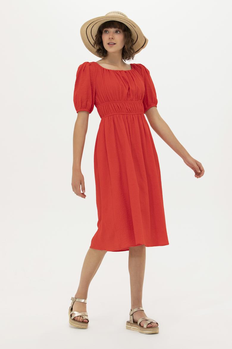 Kadın Kırmızı Dokuma Elbise - 50262477014