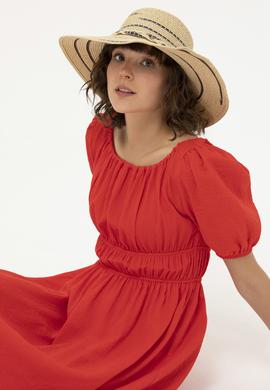 Kadın Kırmızı Dokuma Elbise - 50262477014