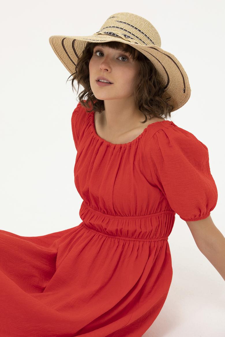 Kadın Kırmızı Dokuma Elbise - 50262477014